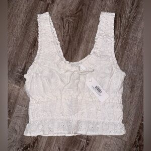 ASTR the Label Kissel Eyelet Top in White Size Small